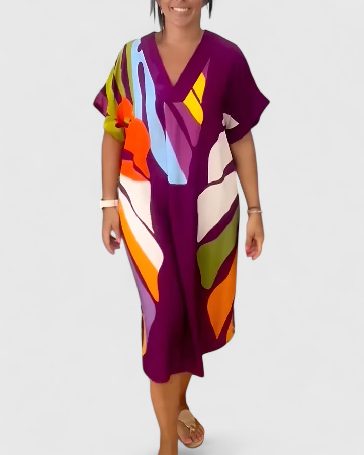 Cheyenne | Women’s Comfortable Abstract Print Midi Dress