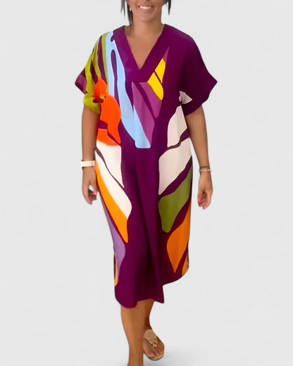 Cheyenne | Women’s Comfortable Abstract Print Midi Dress