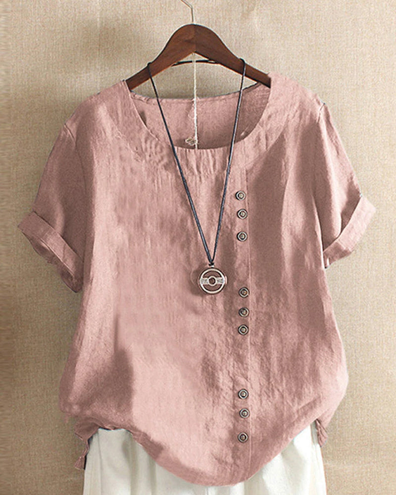 Haley | Women’s Summer Button Detail Casual Blouse