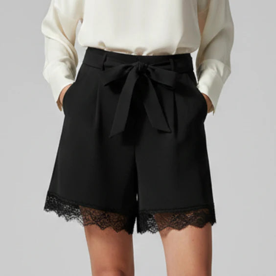Madison | Women’s Tie Waist Shorts with Lace Trim Detail