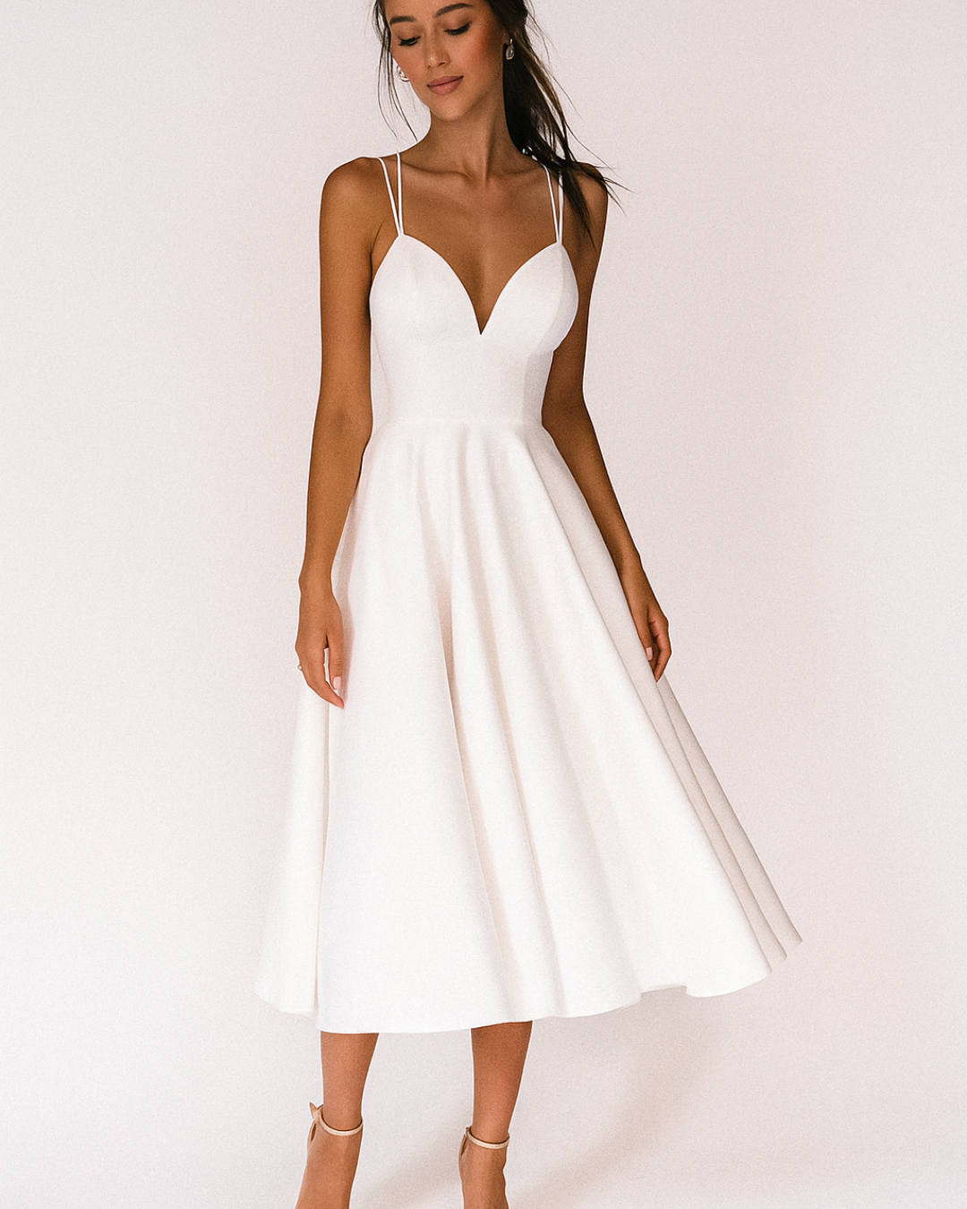 Adeline | Women’s Wedding Strappy Midi Dress
