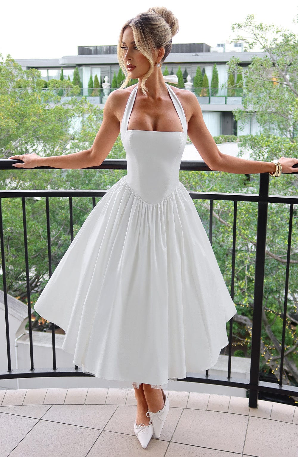 Talia | Women’s Wedding Halter Midi Dress