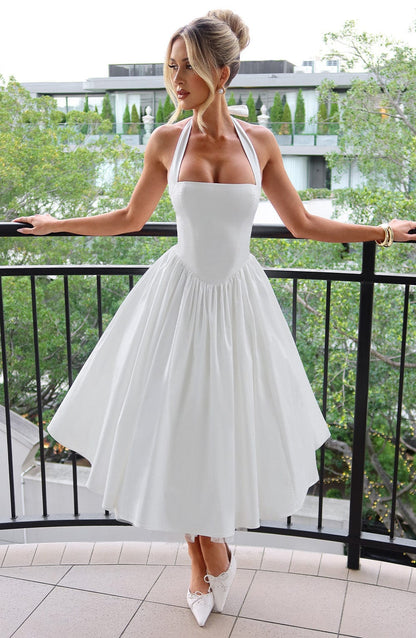 Talia | Women’s Wedding Halter Midi Dress
