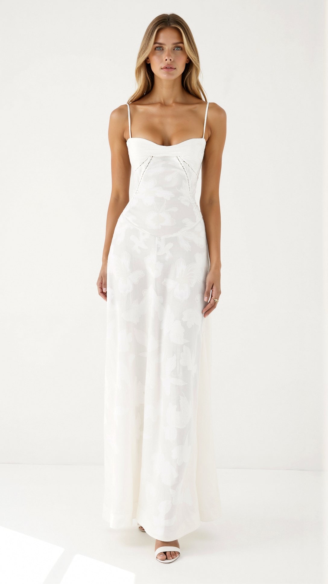 Elena | Women’s Wedding Slip Maxi Dress with Lace Detail