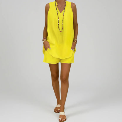 Presley | Women’s Summer Set with Sleeveless Tunic and Shorts