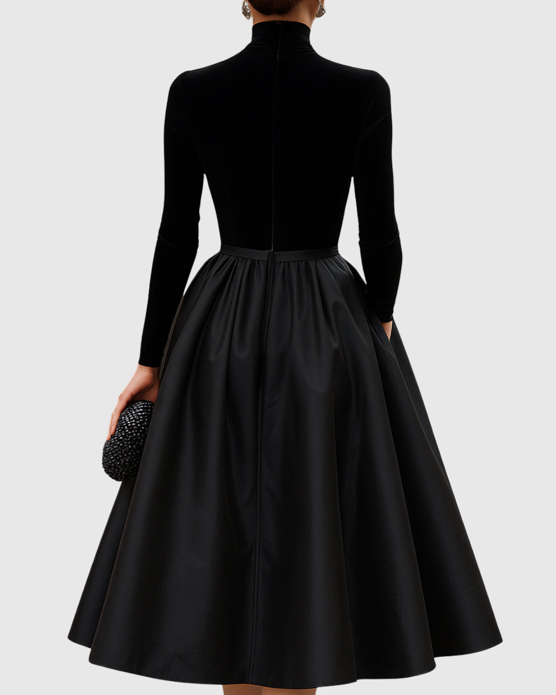 Emery | Women’s Elegant Black Turtleneck Midi Dress