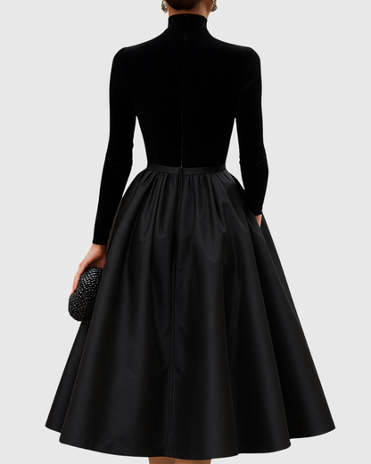 Emery | Women’s Elegant Black Turtleneck Midi Dress