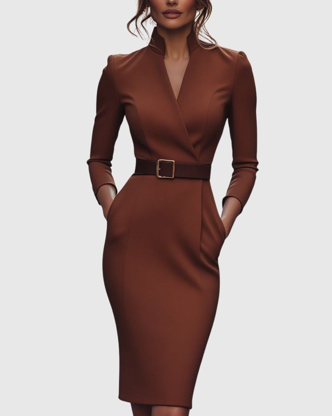 Veronica | Women’s Belted Collared Midi Dress