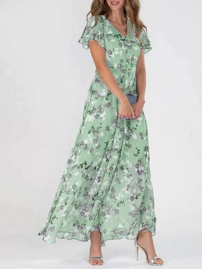 Corinne | Women’s Summer Floral Flowy Glam Maxi Dress