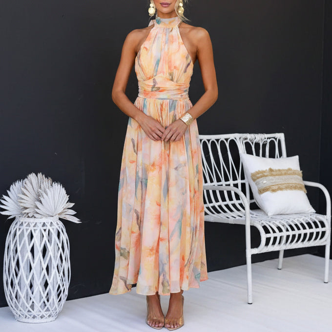 Cassia | Women’s Summer Halter Floral Maxi Dress
