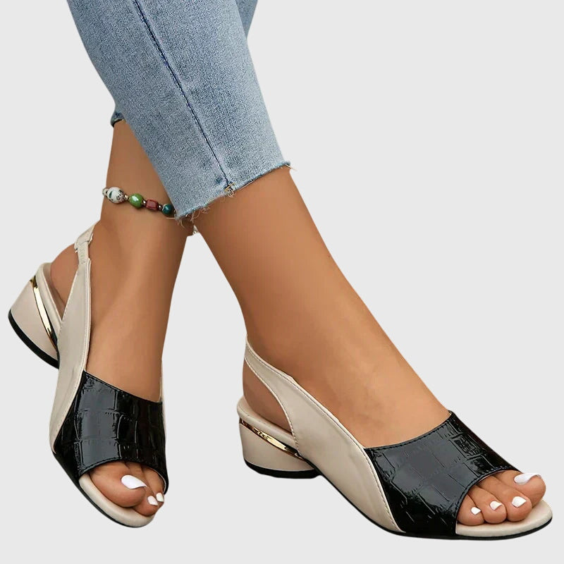 Virella | Women’s Colorblock Peep Toe Slingback Heel Sandals
