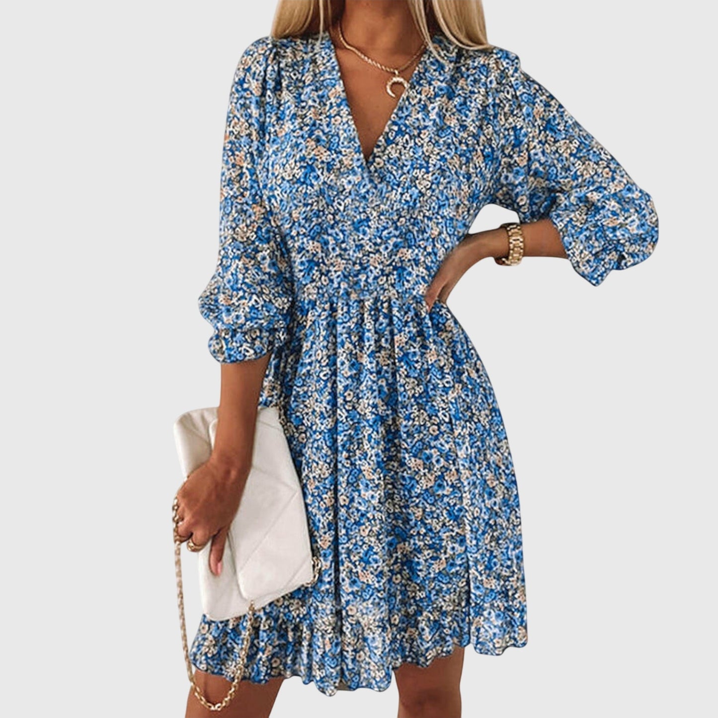 Everly | Women’s Floral Puff Sleeve Ruffle Dress