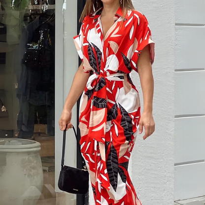 Kristel | Women’s Printed Belted Maxi Dress