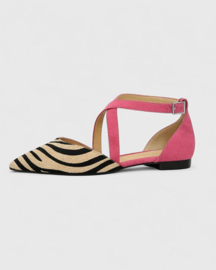 Rylan | Women’s Pink Striped Pointed Toe Flat Sandals