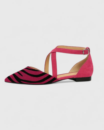 Rylan | Women’s Pink Striped Pointed Toe Flat Sandals