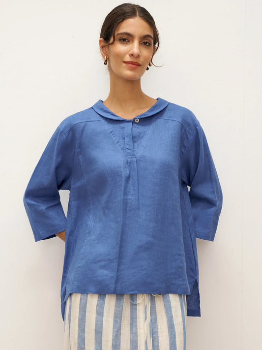 Roxanne | Women’s Linen Shawl V-Neck Half Sleeve Top
