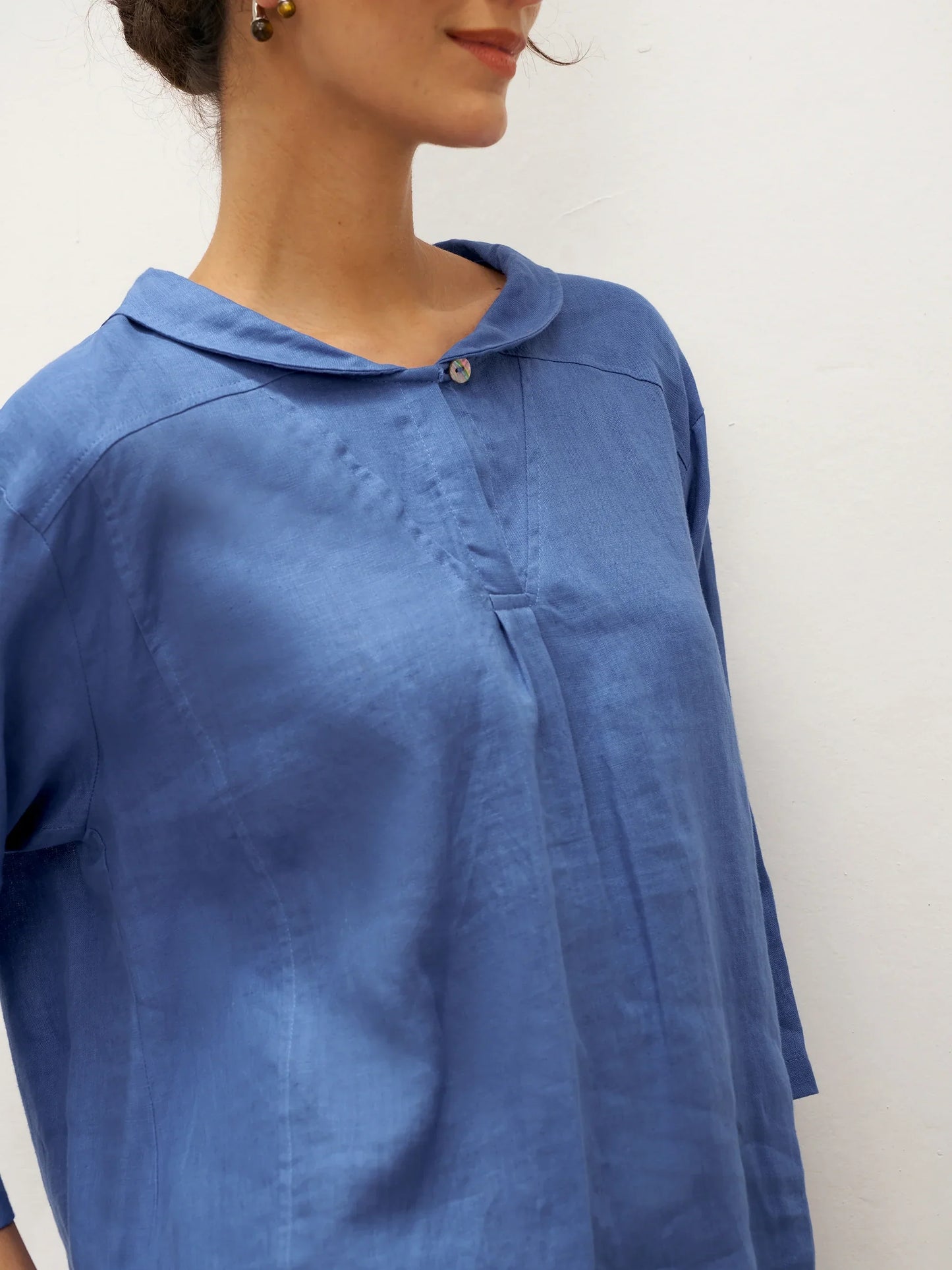 Roxanne | Women’s Linen Shawl V-Neck Half Sleeve Top