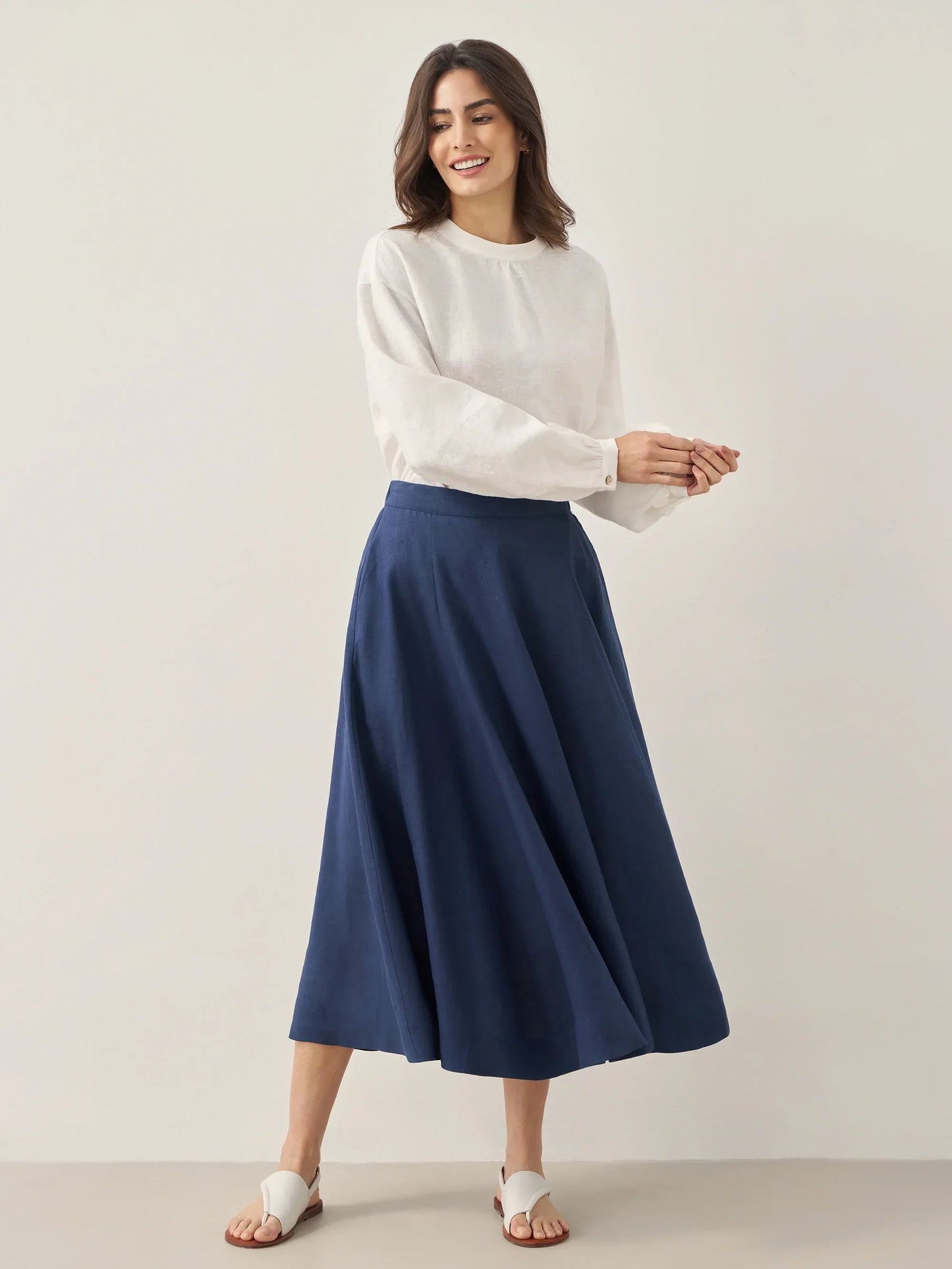 Lorelei | Women’s Linen Flowy A-Line Midi Skirt
