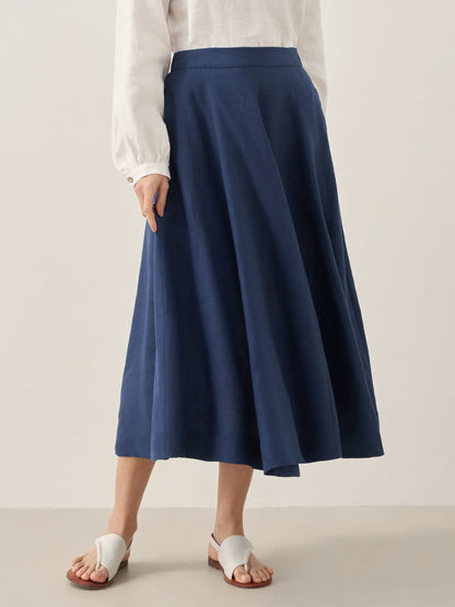 Lorelei | Women’s Linen Flowy A-Line Midi Skirt