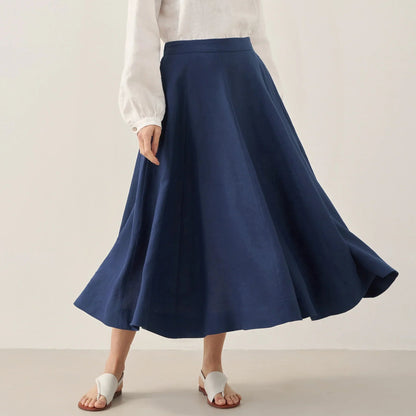 Lorelei | Women’s Linen Flowy A-Line Midi Skirt