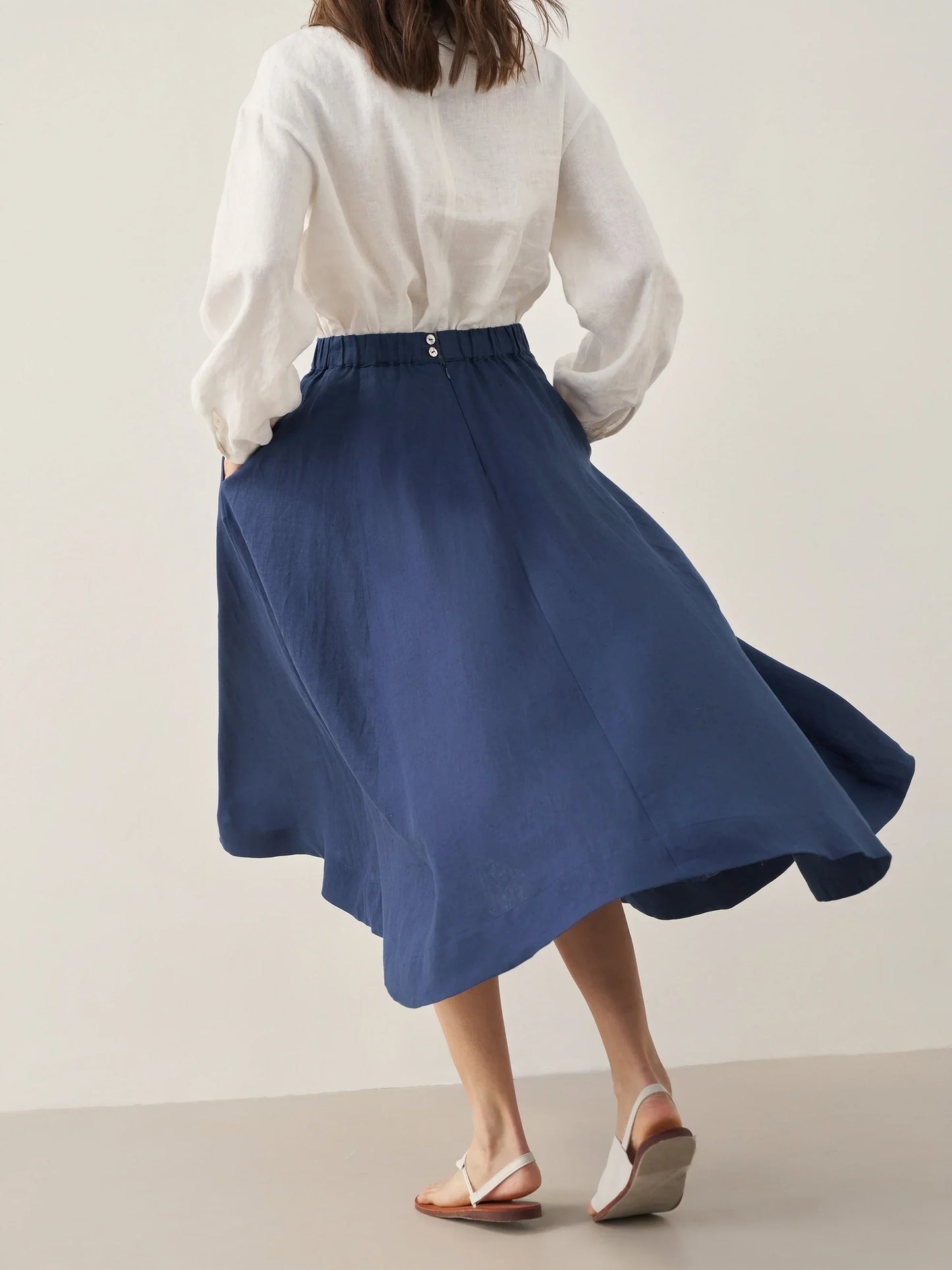Lorelei | Women’s Linen Flowy A-Line Midi Skirt