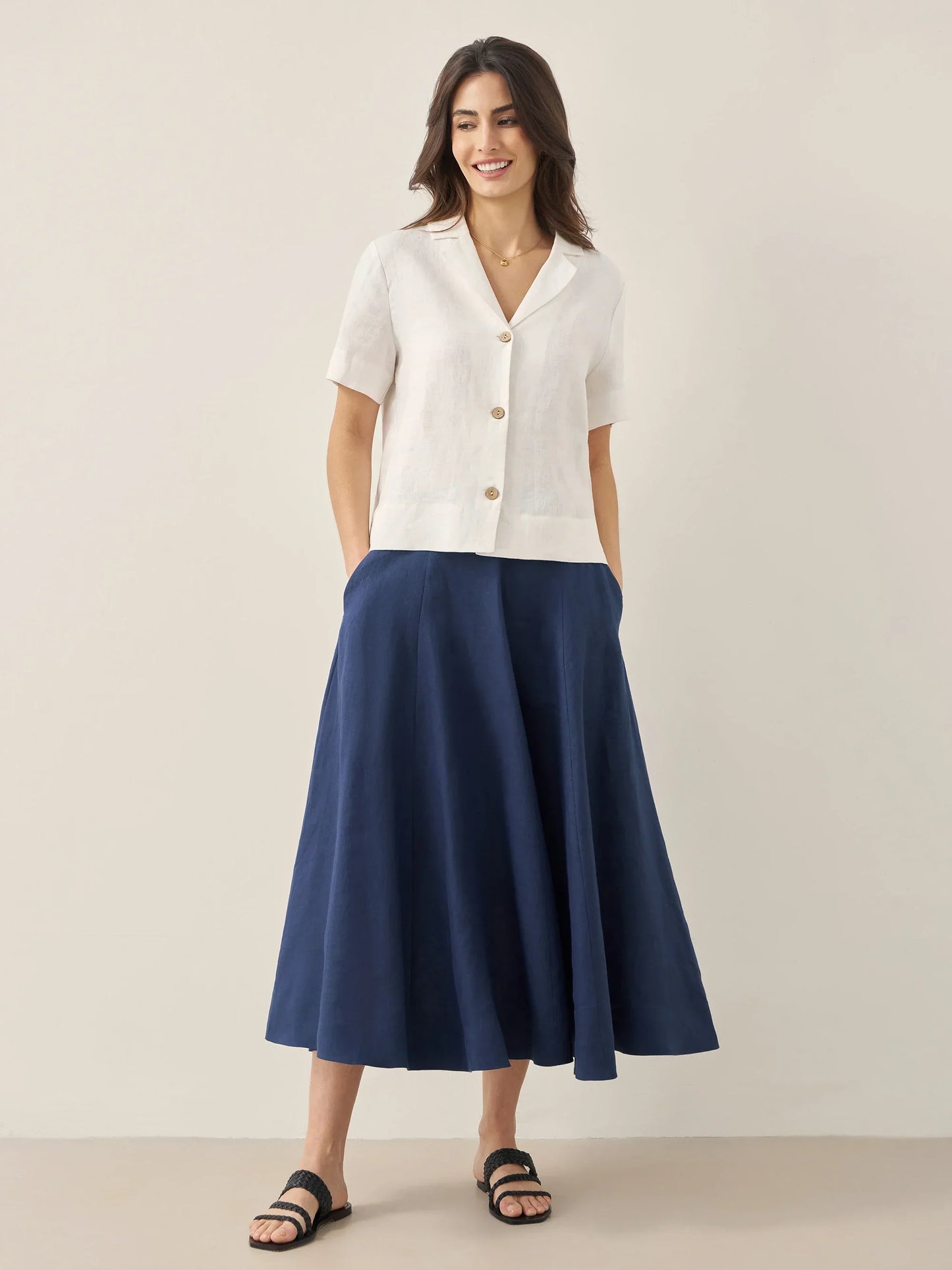 Jolene | Women’s Linen Button-Up Short Sleeve Shirt