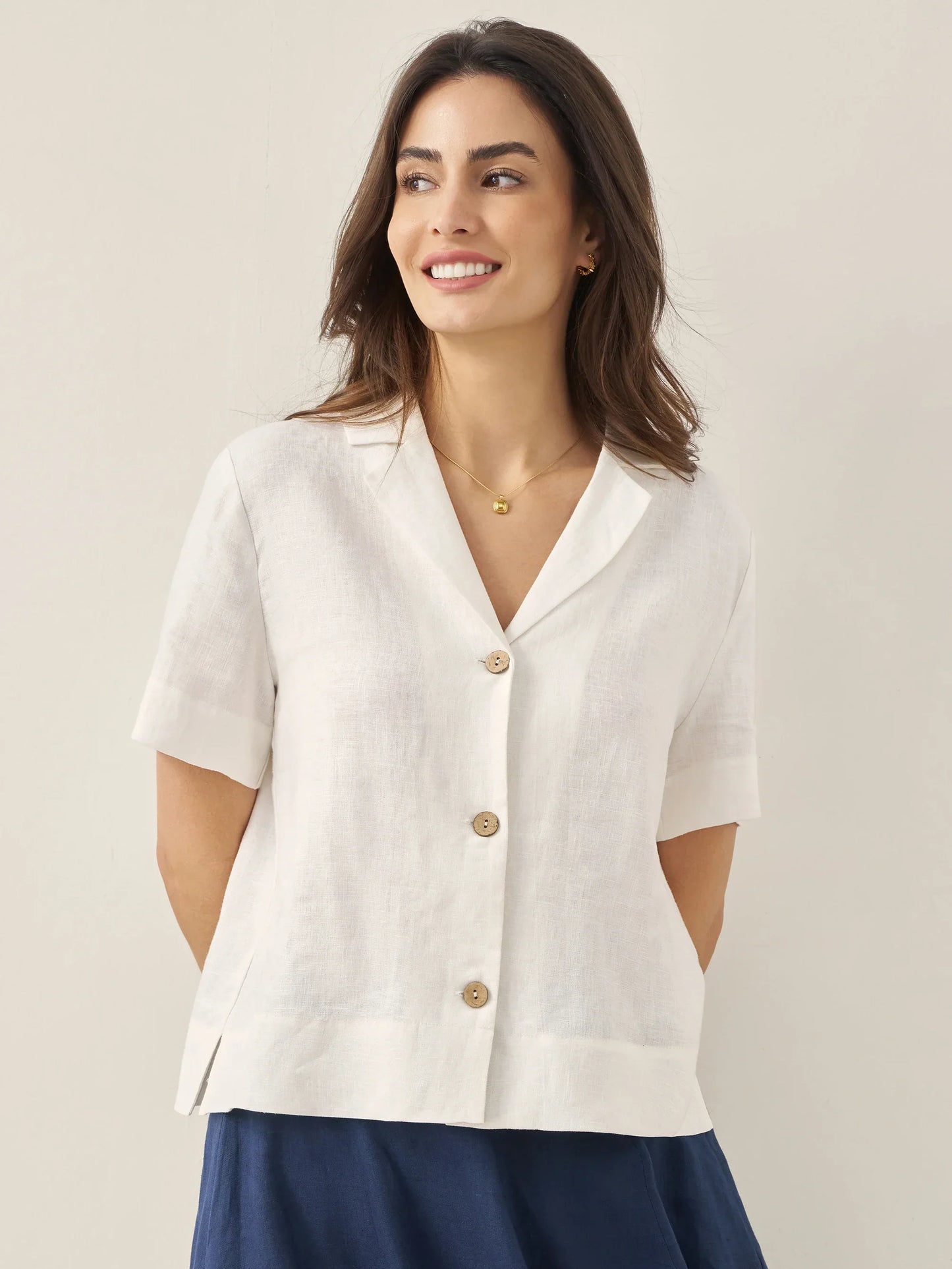 Jolene | Women’s Linen Button-Up Short Sleeve Shirt