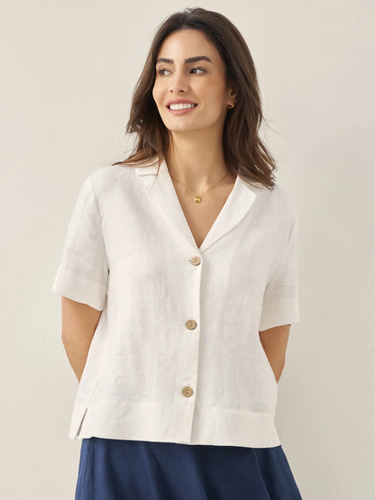 Jolene | Women’s Linen Button-Up Short Sleeve Shirt