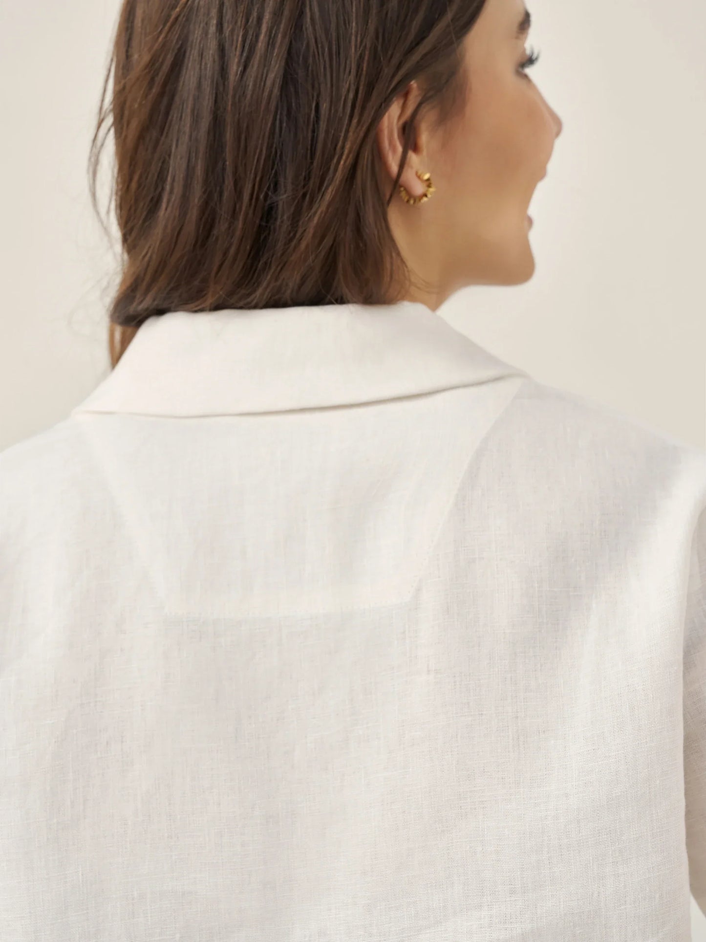 Quinn | Women’s Linen Button-Up Short Sleeve Blouse