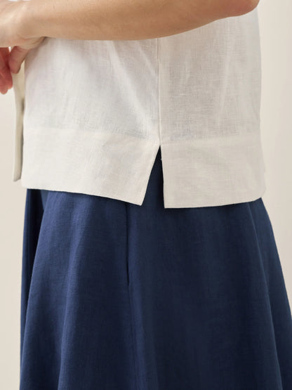Quinn | Women’s Linen Button-Up Short Sleeve Blouse