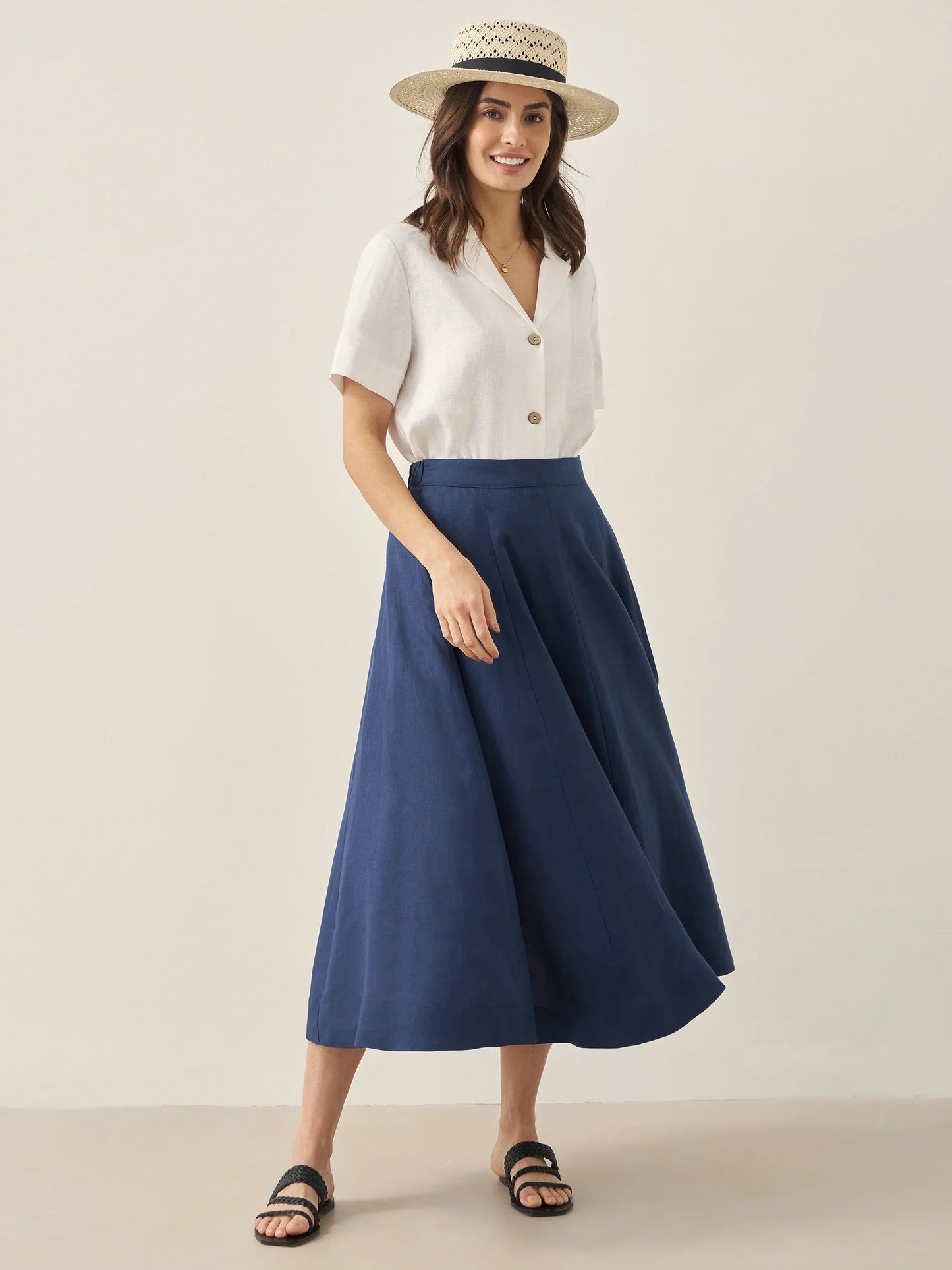 Quinn | Women’s Linen Button-Up Short Sleeve Blouse
