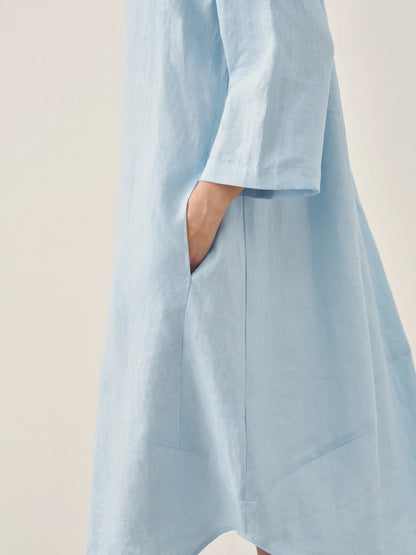 Paloma | Women’s Linen Bateau Neck Relaxed Midi Dress