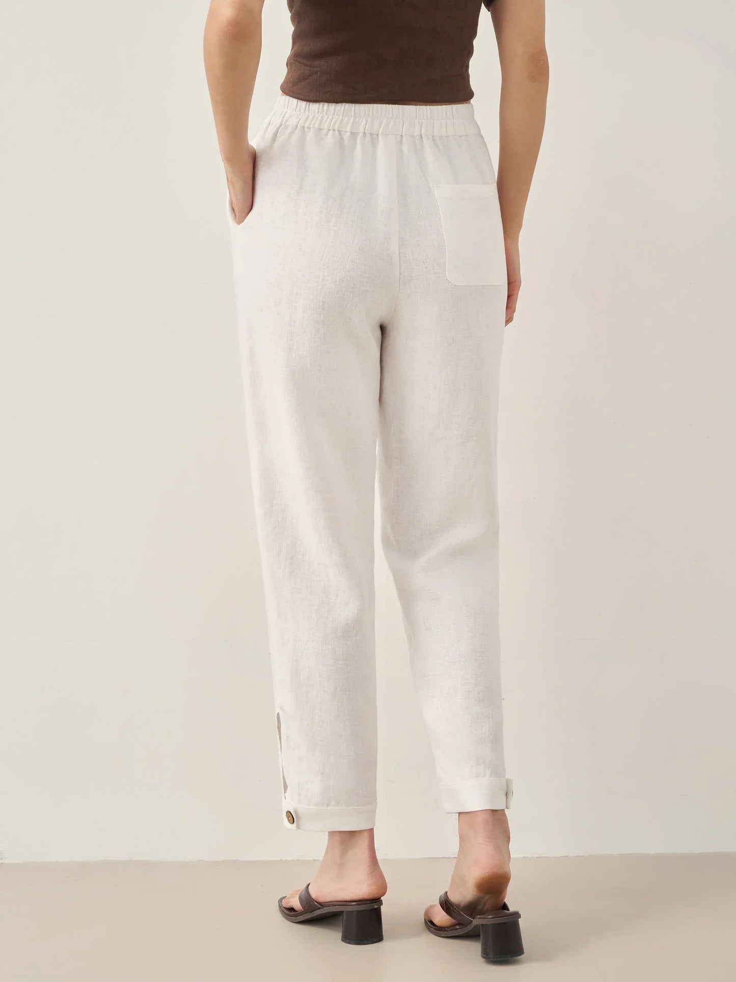 Sienna | Women’s Linen Straight-Leg Elastic Waist Pants