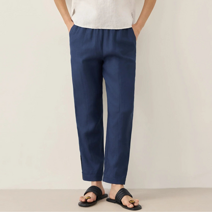 Sienna | Women’s Linen Straight-Leg Elastic Waist Pants
