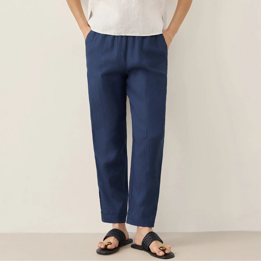 Sienna | Women’s Linen Straight-Leg Elastic Waist Pants