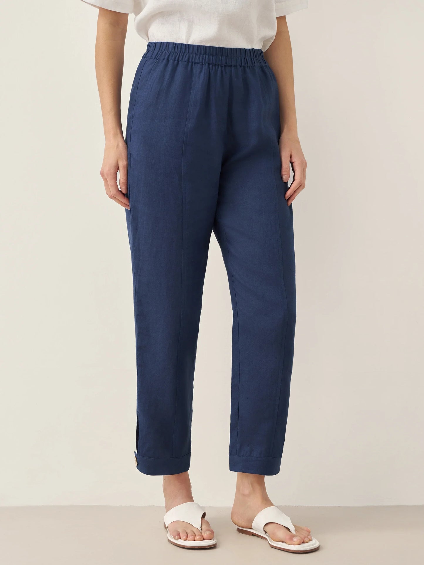 Sienna | Women’s Linen Straight-Leg Elastic Waist Pants