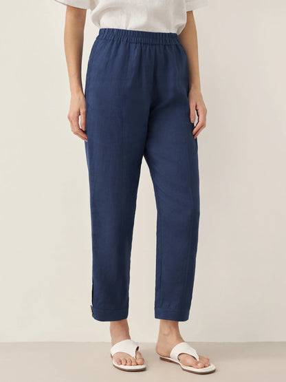 Sienna | Women’s Linen Straight-Leg Elastic Waist Pants