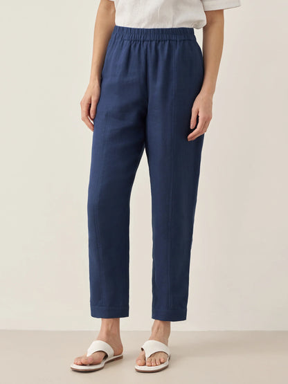 Sienna | Women’s Linen Straight-Leg Elastic Waist Pants