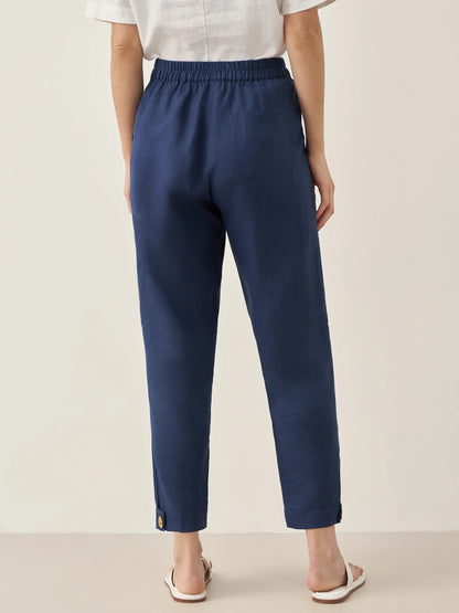 Sienna | Women’s Linen Straight-Leg Elastic Waist Pants