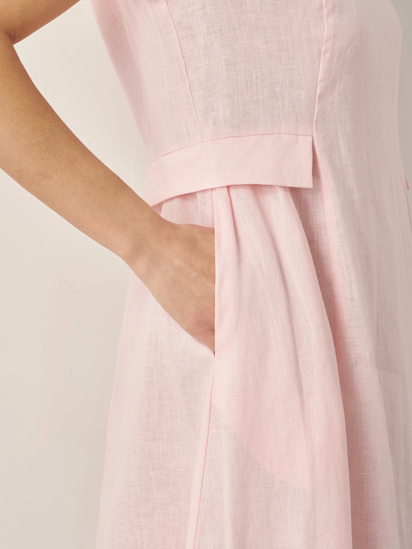 Cecily | Women’s Linen Summer V-Neck Fit-And-Flare Dress
