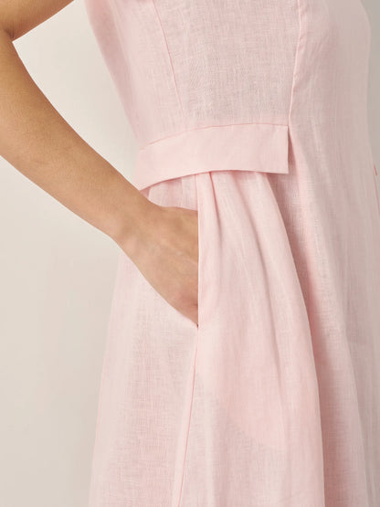 Cecily | Women’s Linen Summer V-Neck Fit-And-Flare Dress
