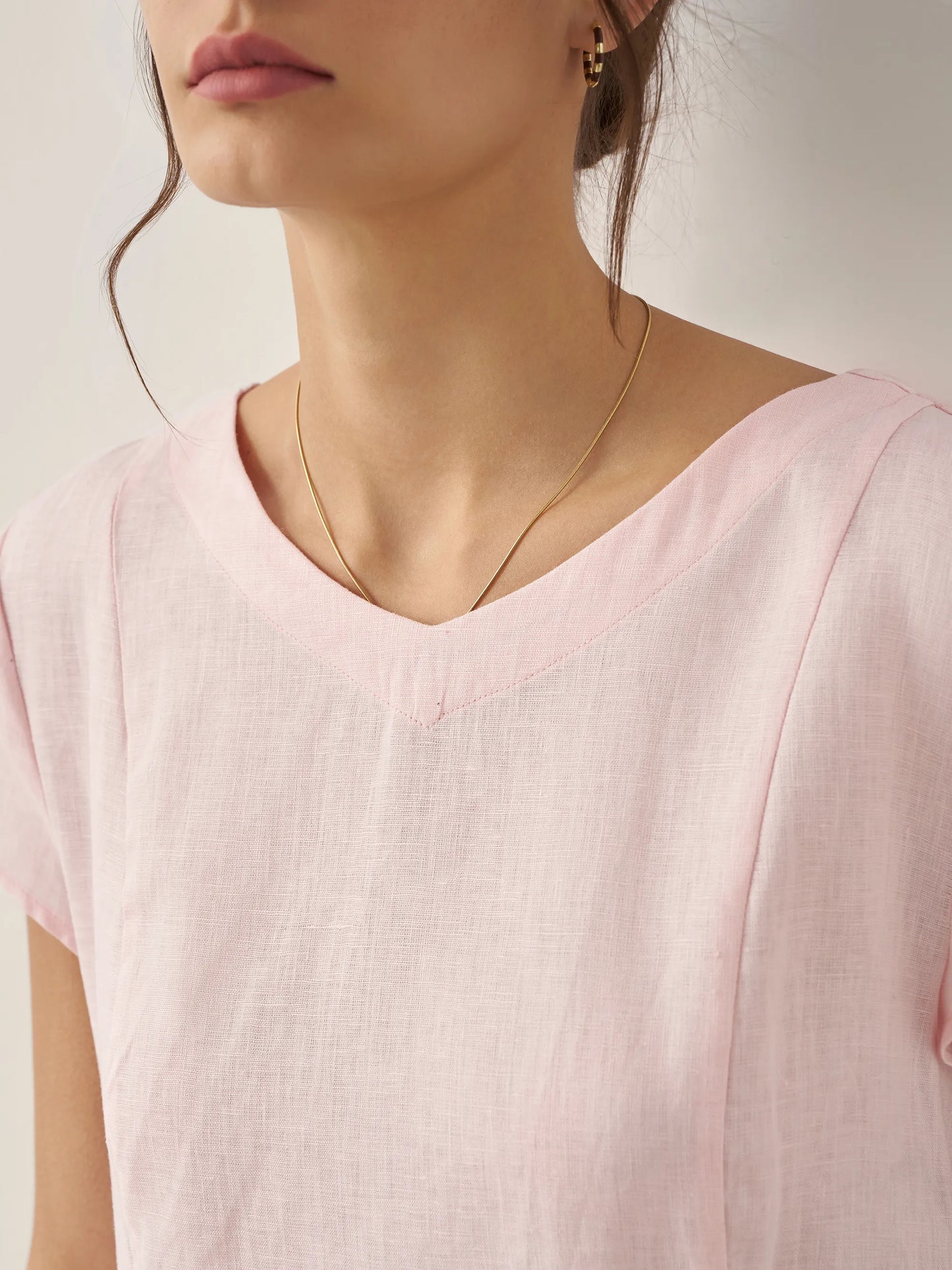 Cecily | Women’s Linen Summer V-Neck Fit-And-Flare Dress