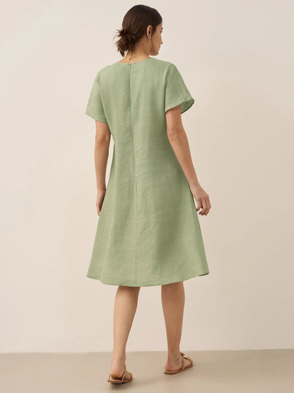Briar | Women’s Linen V-Neck Pocket Swing Dress