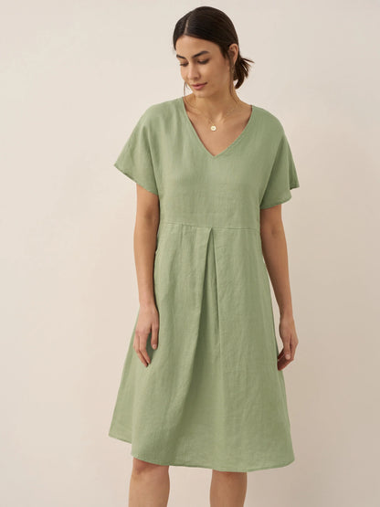 Briar | Women’s Linen V-Neck Pocket Swing Dress