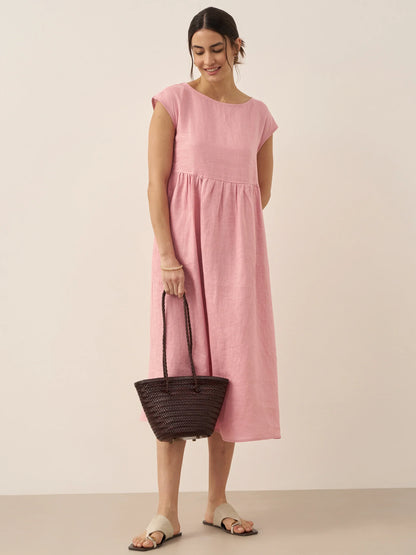 Harlow | Women’s Washed Linen Cap Sleeve Maxi Dress