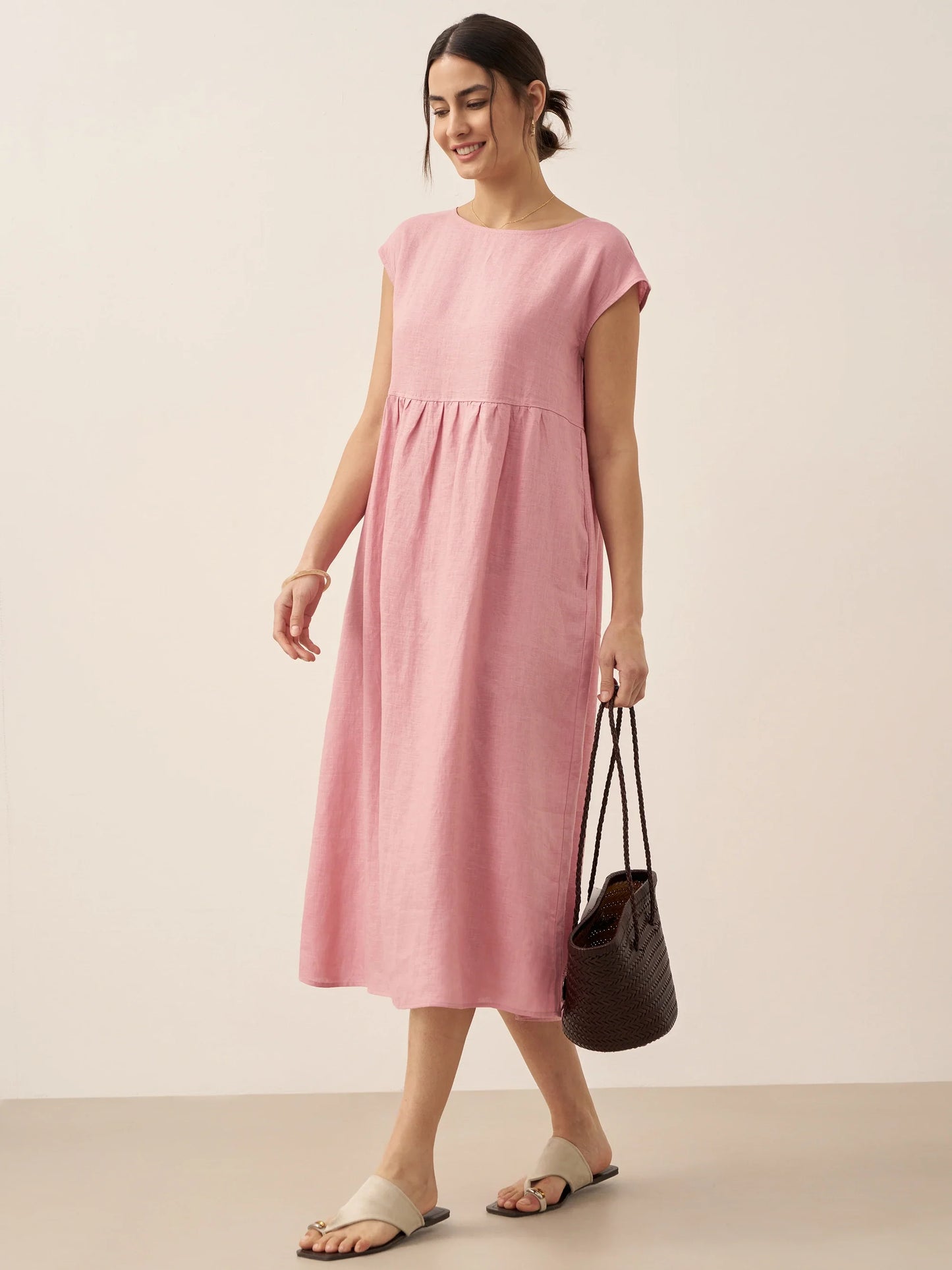 Harlow | Women’s Washed Linen Cap Sleeve Maxi Dress