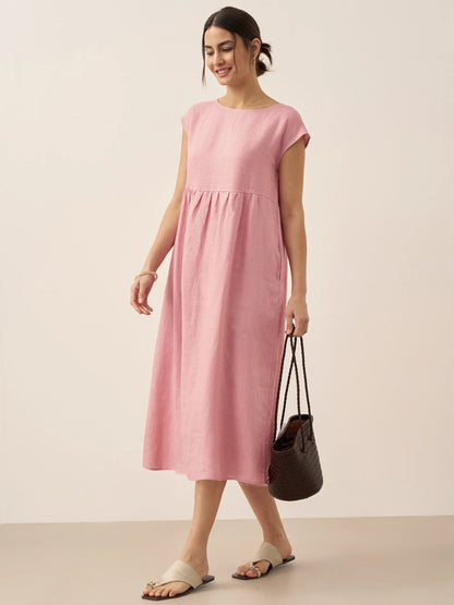 Harlow | Women’s Washed Linen Cap Sleeve Maxi Dress