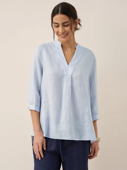 Miranda | Women’s Linen Split V-Neck Dress Blouse