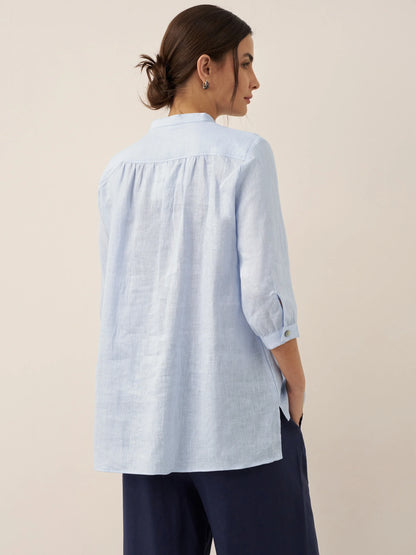 Miranda | Women’s Linen Split V-Neck Dress Blouse