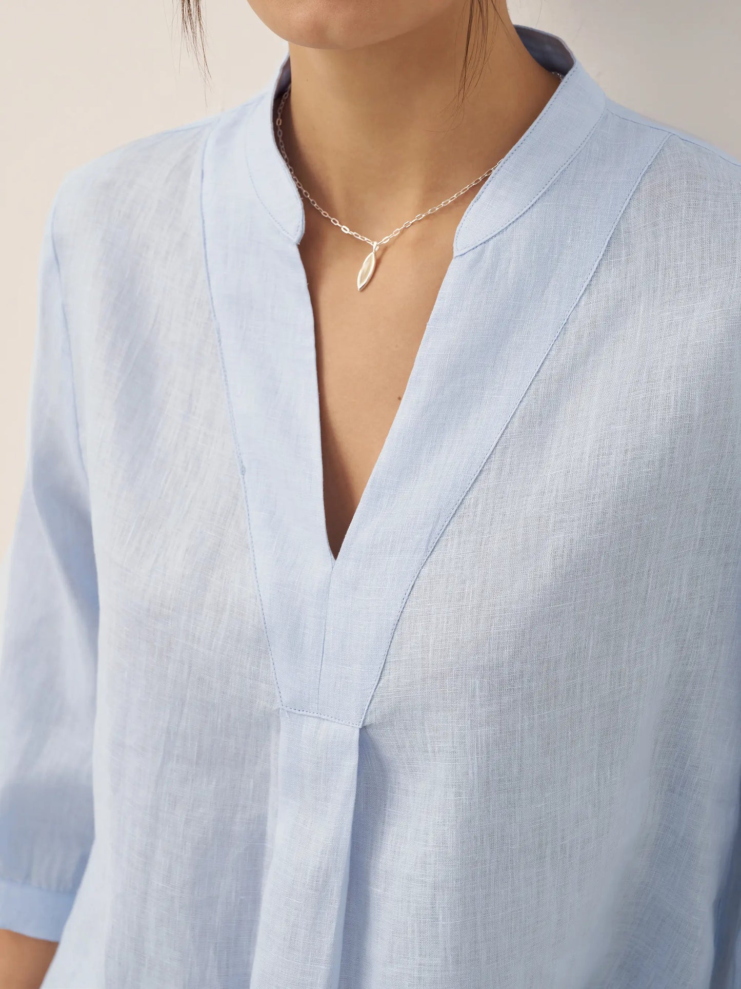 Miranda | Women’s Linen Split V-Neck Dress Blouse